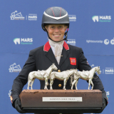 Rosalind Canter and Badminton trophy